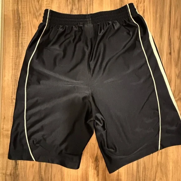 Adidas Navy Athletic Shorts with Signature Stripes - Picture 2 of 2